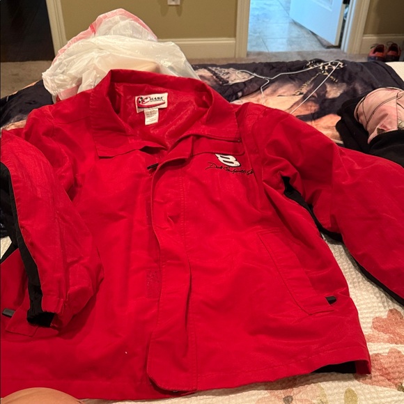 Chase Authentics VINTAGE Dale Jr #8 Red & Black windbreaker zip up & pockets-LG - Picture 1 of 7